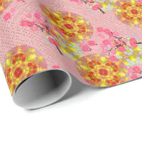 Blush pink Sakura CHerry Blossom Japanese Wrapping Paper, Zazzle