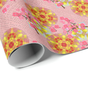 Japanese Cherry Blossom Luxury Pattern Wrapping Paper