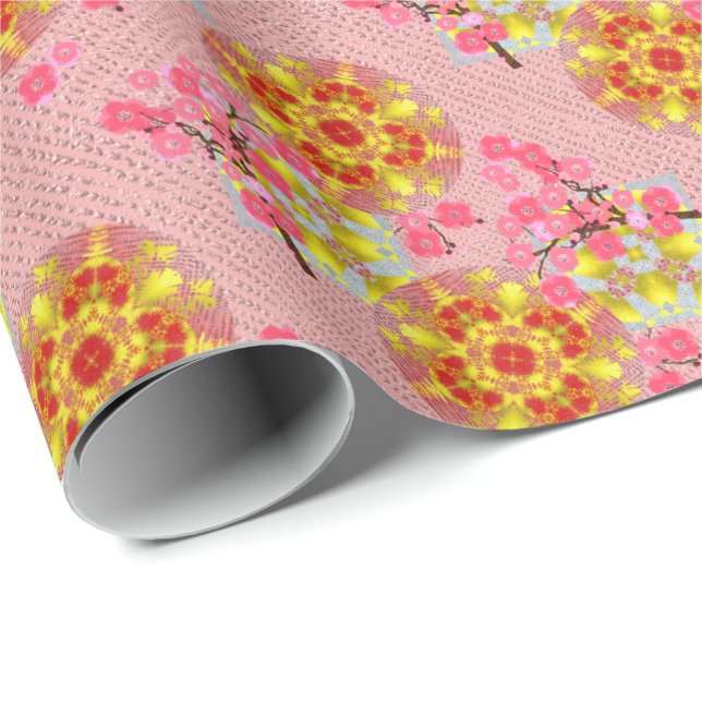 Japanese Cherry Blossom Luxury Pattern Wrapping Paper (Roll Corner)
