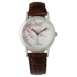 Japanese Cherry Blossom monogram Blush Pink white Watch