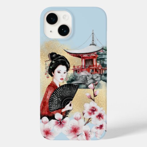 Japanese Cherry Blossom Pagoda Geisha Girl  Case_Mate iPhone 14 Case