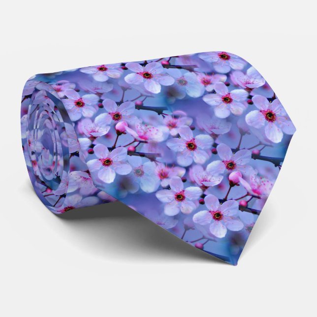 Japanese Cherry Blossom Pattern Tie (Rolled)