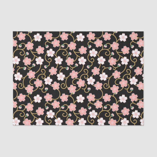 Japanese Cherry Blossom Pattern Tissue Paper (Front)
