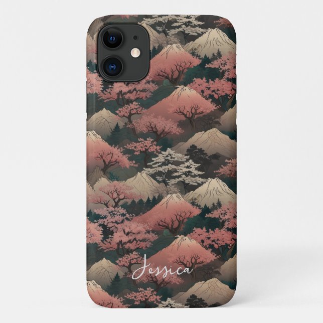 Japanese Cherry Blossom Personalize Name Case-Mate iPhone Case (Back)