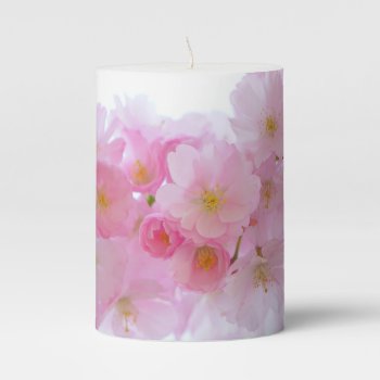 Japanese Cherry Blossom Pillar Candle by GiftsGaloreStore at Zazzle