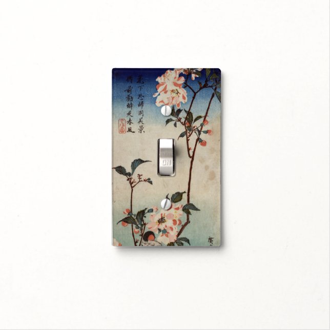 japanese cherry blossom print light switch cover (In Situ)