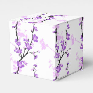 Japanese cherry blossom, royal purple, flower,girl favor boxes