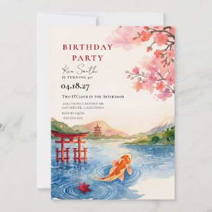Japanese Cherry Blossom Sakura Birthday Invitation
