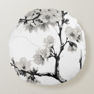 Japanese Cherry Blossom Sakura Round Pillow