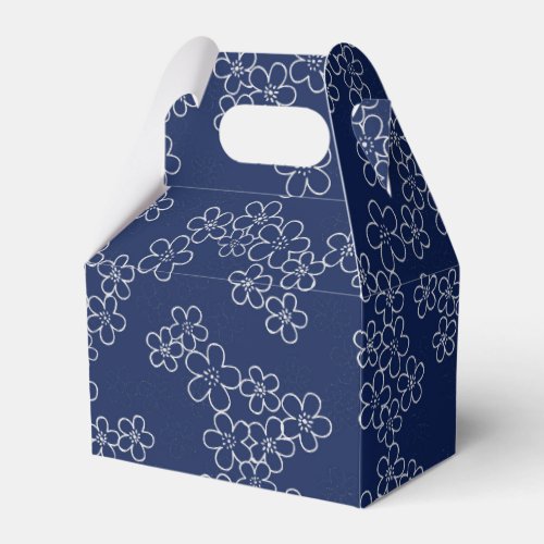 Japanese cherry blossom sakura white on blue favor boxes