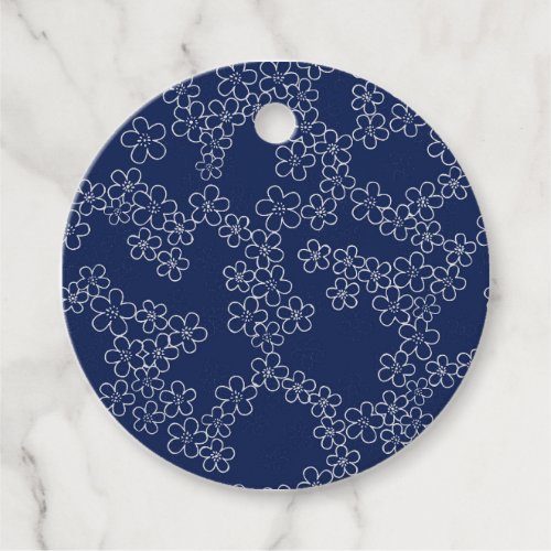 Japanese cherry blossom sakura white on blue  favor tags