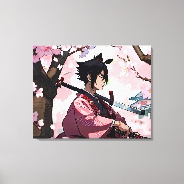 Japanese Cherry Blossom Samurai  Canvas Print (Front)