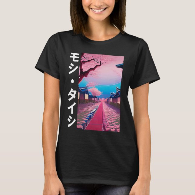 Japanese Cherry blossom Streetwear Aesthetic Vapor T-Shirt (Front)