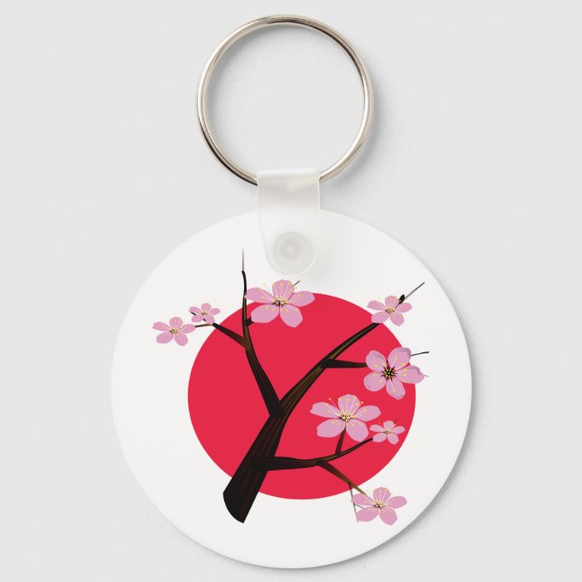 Japanese Cherry Blossom Tattoo Keychain (Front)