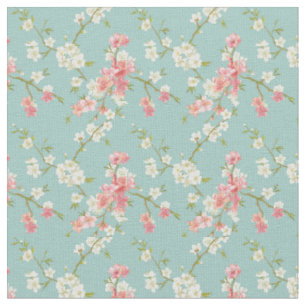 Japanese,cherry blossom,teal,white,pink,floral,fun fabric
