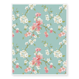 Japanese,cherry blossom,teal,white,pink,floral,fun temporary tattoos