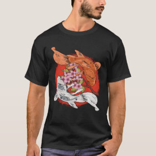 Japanese Cherry Blossom Tree Koi Fish Yin Yang Men T-Shirt