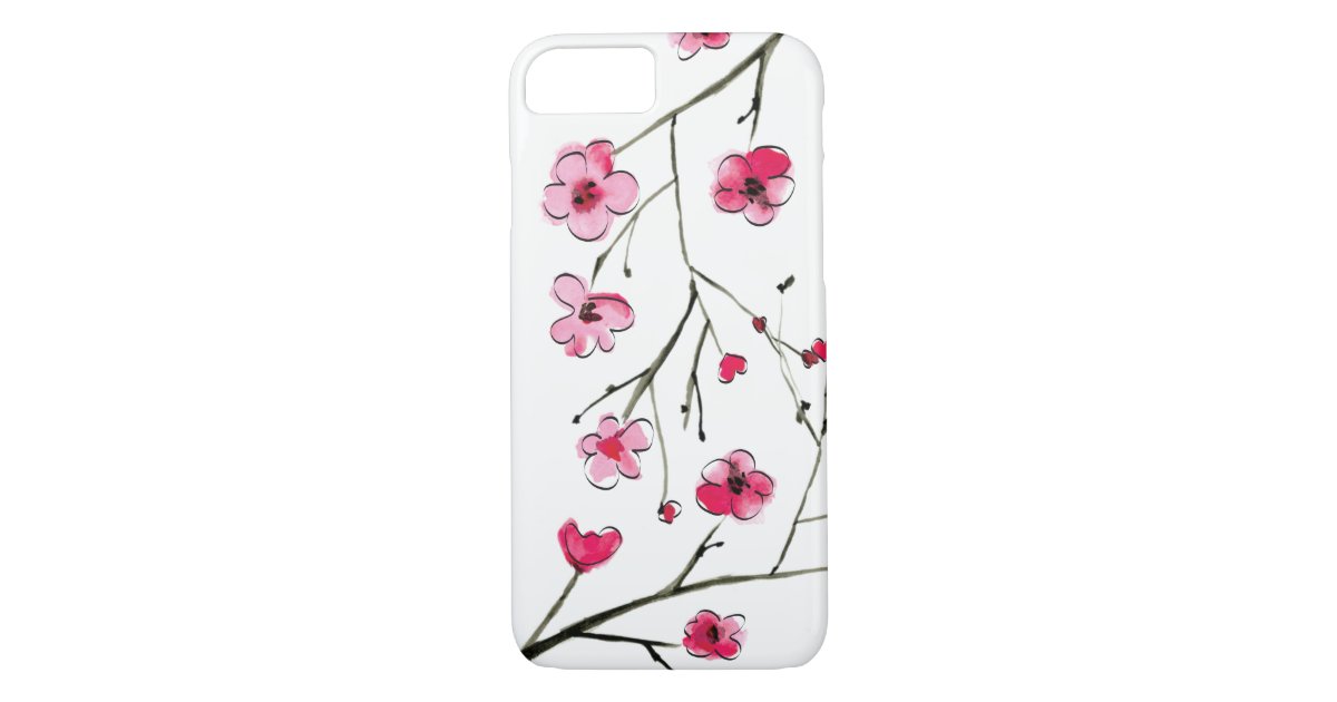 Japanese Cherry Blossom Watercolor Outlines Case Mate Iphone