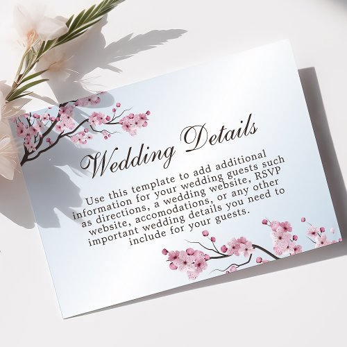 Japanese Cherry Blossom Wedding Details Card
