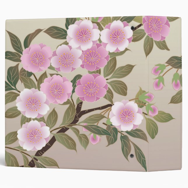 Japanese Cherry Blossoms 3 Ring Binder (Back/Spine)