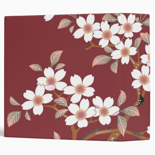 Japanese Cherry Blossoms 3 Ring Binder