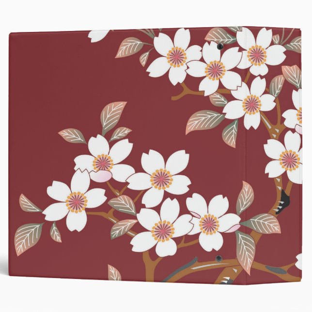 Japanese Cherry Blossoms 3 Ring Binder (Back/Spine)