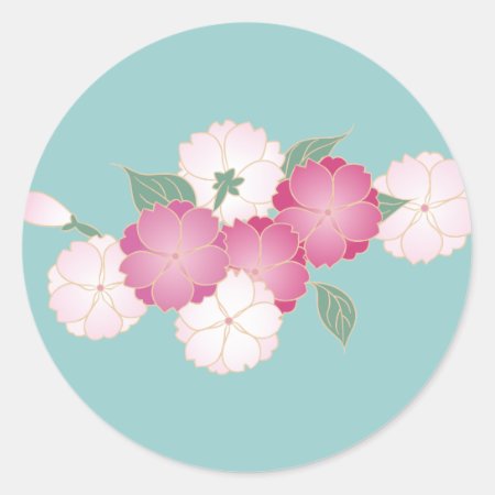 Japanese Cherry Blossoms Classic Round Sticker