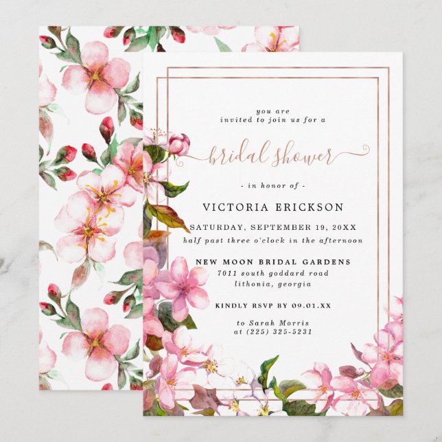 Japanese Cherry Blossoms | Floral Bridal Shower Invitation (Front/Back)