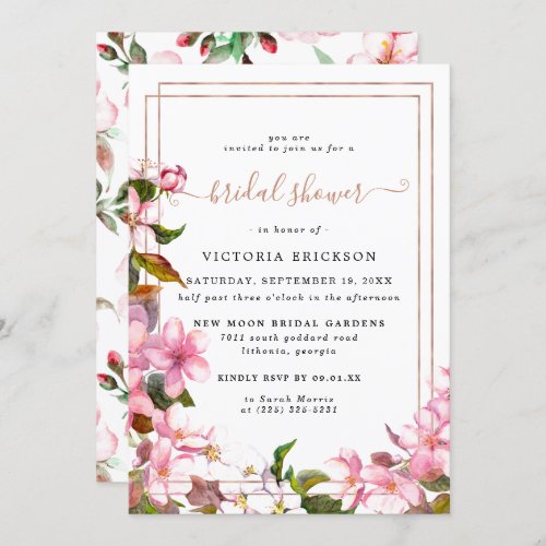 Japanese Cherry Blossoms  Floral Bridal Shower Invitation