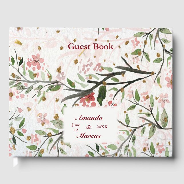 Japanese Cherry Blossoms Flowers Guest Book (Front)