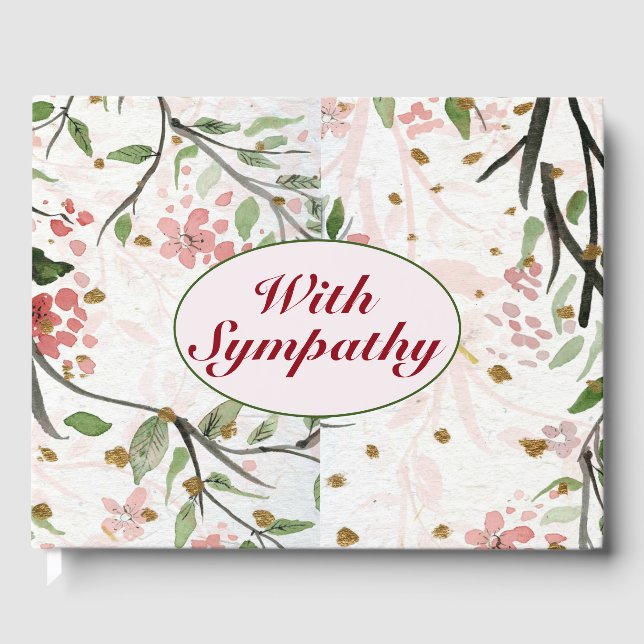 Japanese Cherry Blossoms Flowers with Sympathy Guest Book (Front)