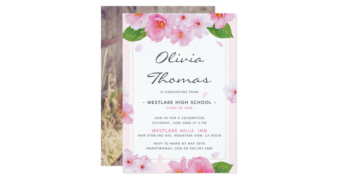 Japanese Cherry Blossoms Graduation Party Invite Zazzle Com