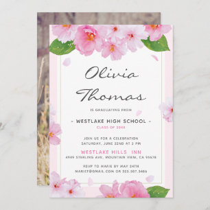 Japanese Cherry Blossoms Graduation Party Invite