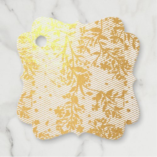 Japanese Cherry Blossoms in Gold Thank You Couple Foil Favor Tags