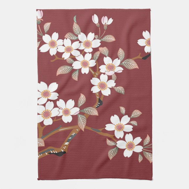 Japanese Cherry Blossoms Kitchen Towel (Vertical)