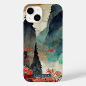 Japanese Cherry Blossoms Mountain Forest Monogram Case-Mate iPhone Case (Back)