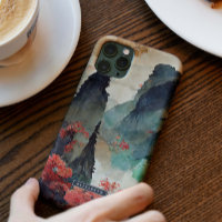 Japanese Cherry Blossoms Mountain Forest Monogram
