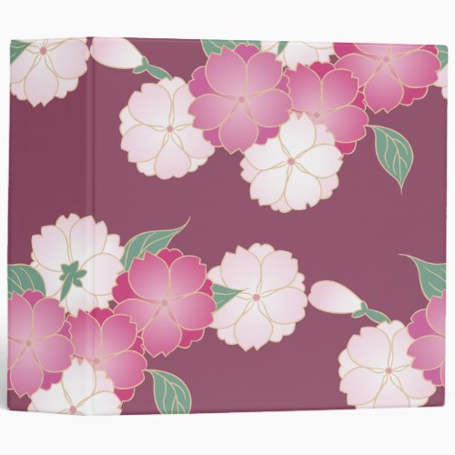 Japanese Cherry Blossoms Pattern 3 Ring Binder