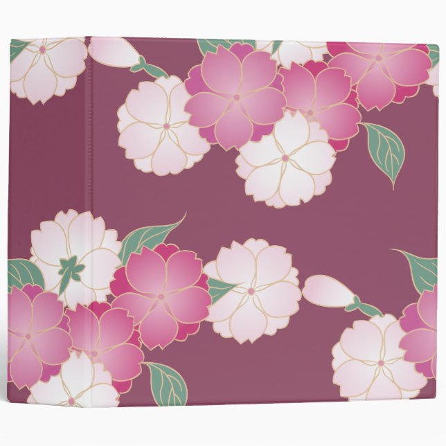 Japanese Cherry Blossoms Pattern 3 Ring Binder (Front/Spine)