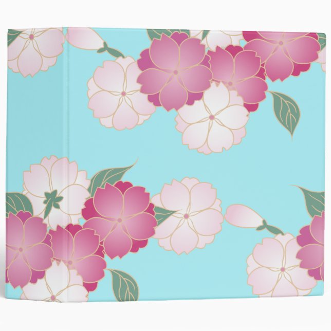Japanese Cherry Blossoms Pattern 3 Ring Binder (Front/Spine)