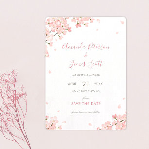 Japanese Cherry Blossoms Save the Date Wedding Invitation