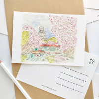 Japanese Cherry Blossoms Watercolor Travel