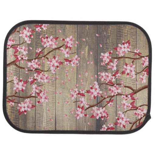 Japanese Cherry Blossoms & Wood Planks Car Floor Mat | Zazzle