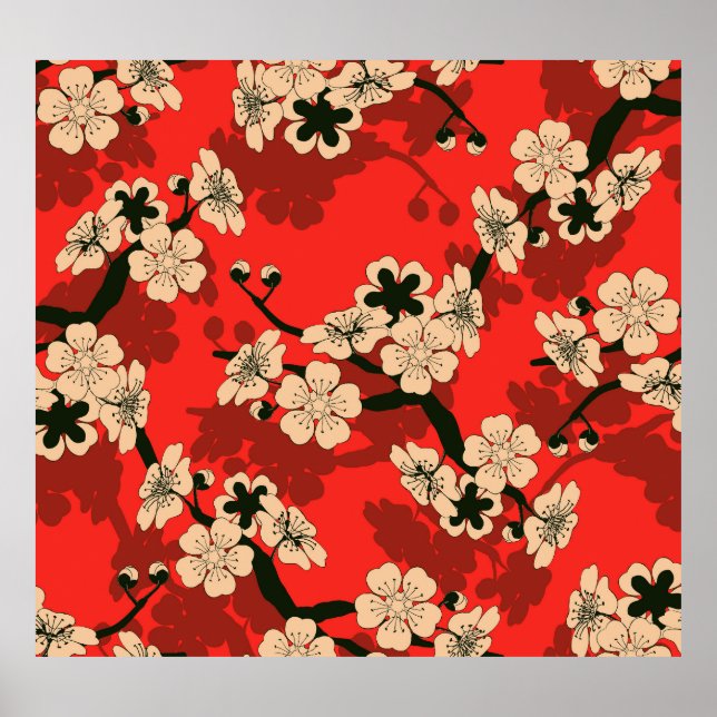 Japanese Cherry Branch: Stylish Poster (Front)