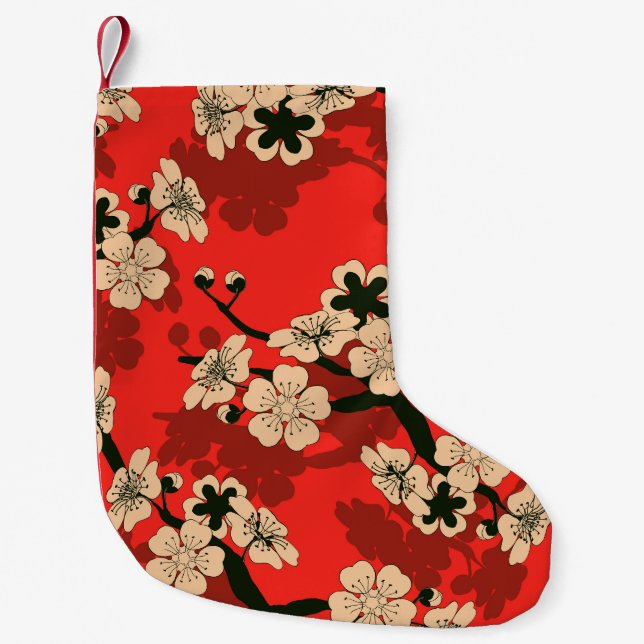 Japanese Cherry Branch: Stylish Small Christmas Stocking (Front)