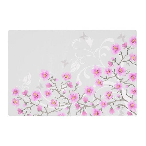 Japanese Cherry Flowers Laminated Placemat | Zazzle