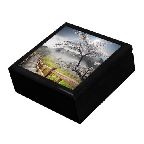 Japanese Cherry Landscape Keepsake Box