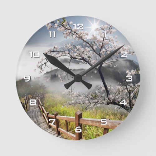 Japanese Cherry Landscape Wall Clock