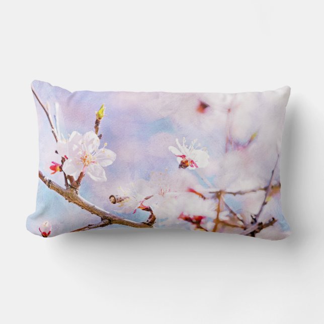 Japanese Cherry - Sakura In Bloom Lumbar Pillow (Front)