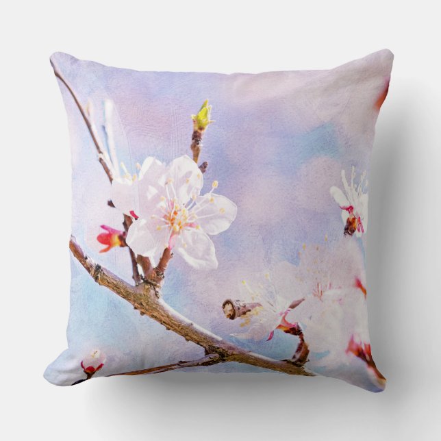 Japanese Cherry - Sakura In Bloom Throw Pillow (Front)